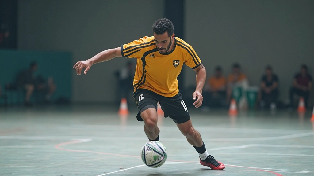 لاعب يمارس تمارين التحكم بالكرة والمهارات الفردية